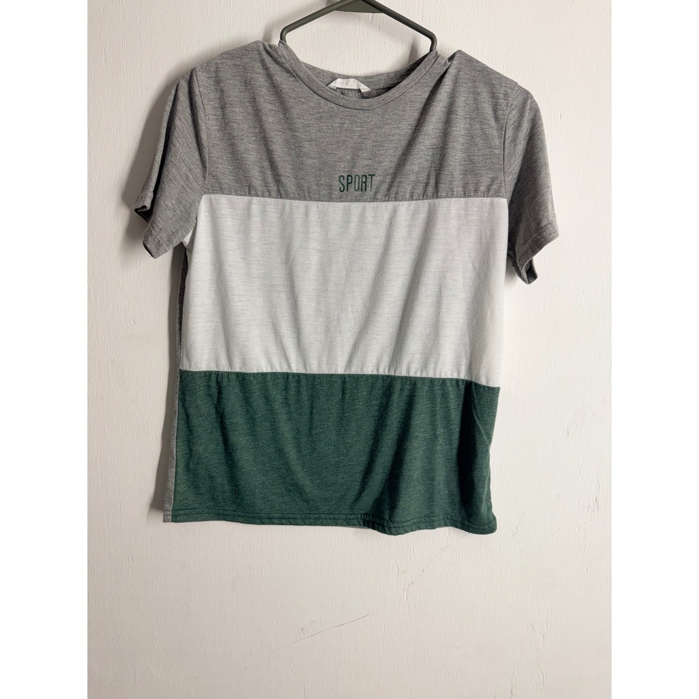 Shein Sport Boys Gray White Green Colorblock T-Shirt Size 13-14Y JIT9073161